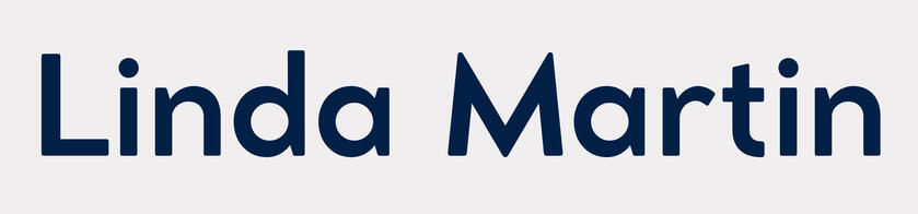 Linda Martin in dark blue font color